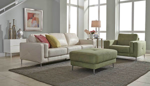 Zuri Leather/Fabric Ottoman