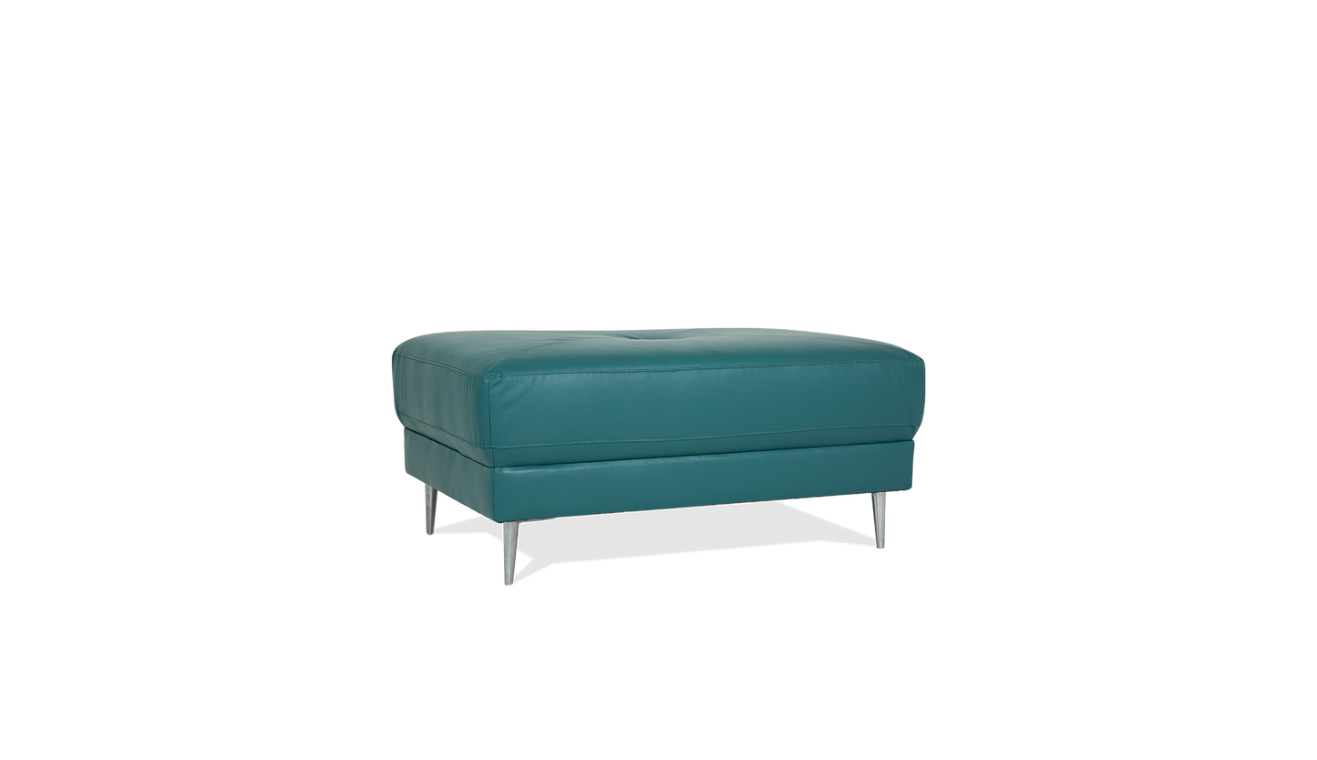 Zuri Leather/Fabric Ottoman