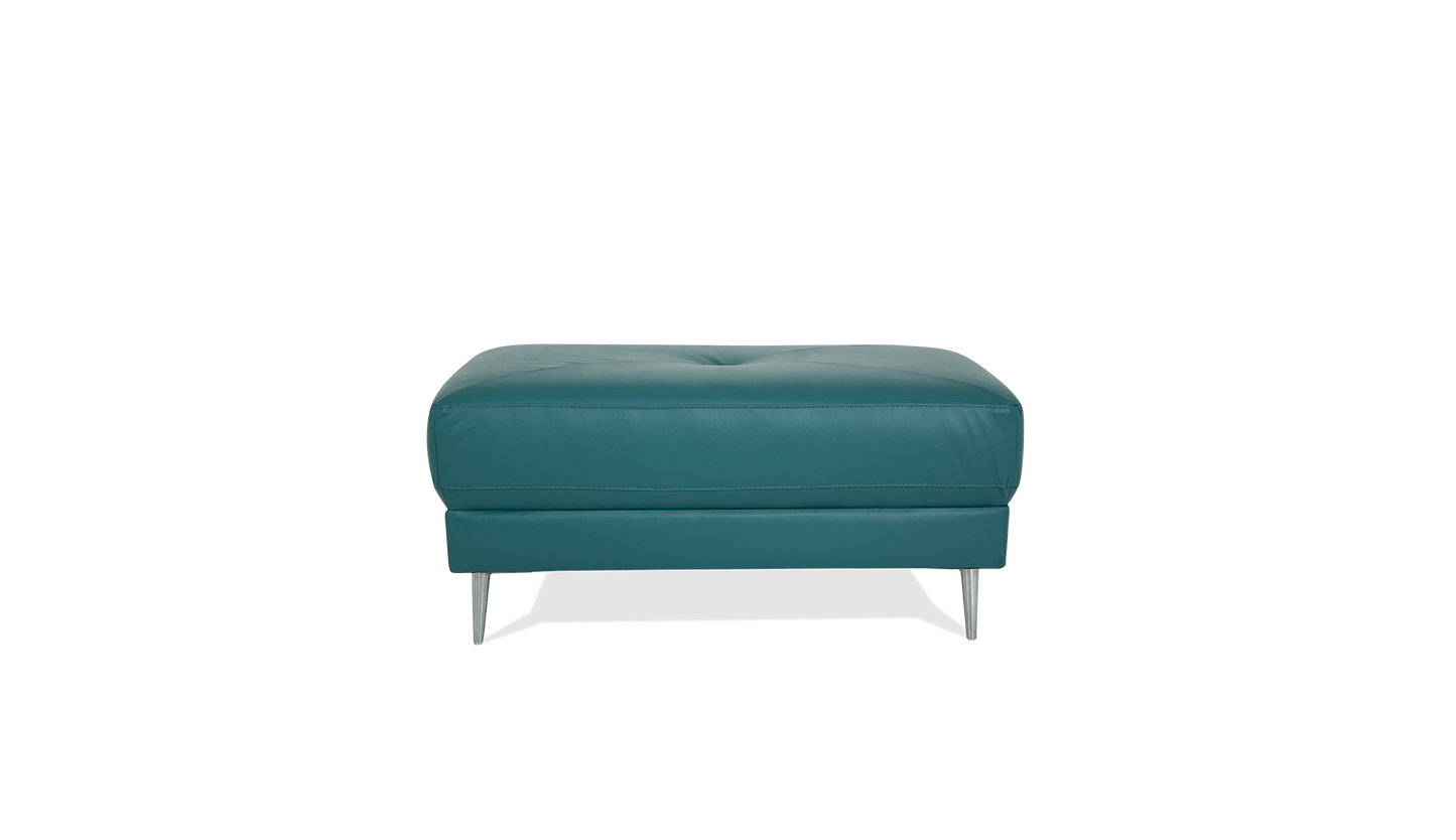 Zuri Leather/Fabric Ottoman